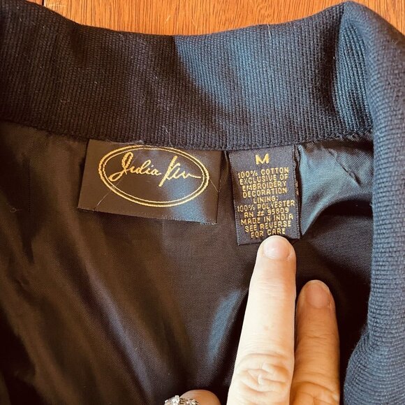 Vtg Julia Kim Button Up Womens Multicolored Embroidered Art Denim Jacket Size M - Picture 5 of 16